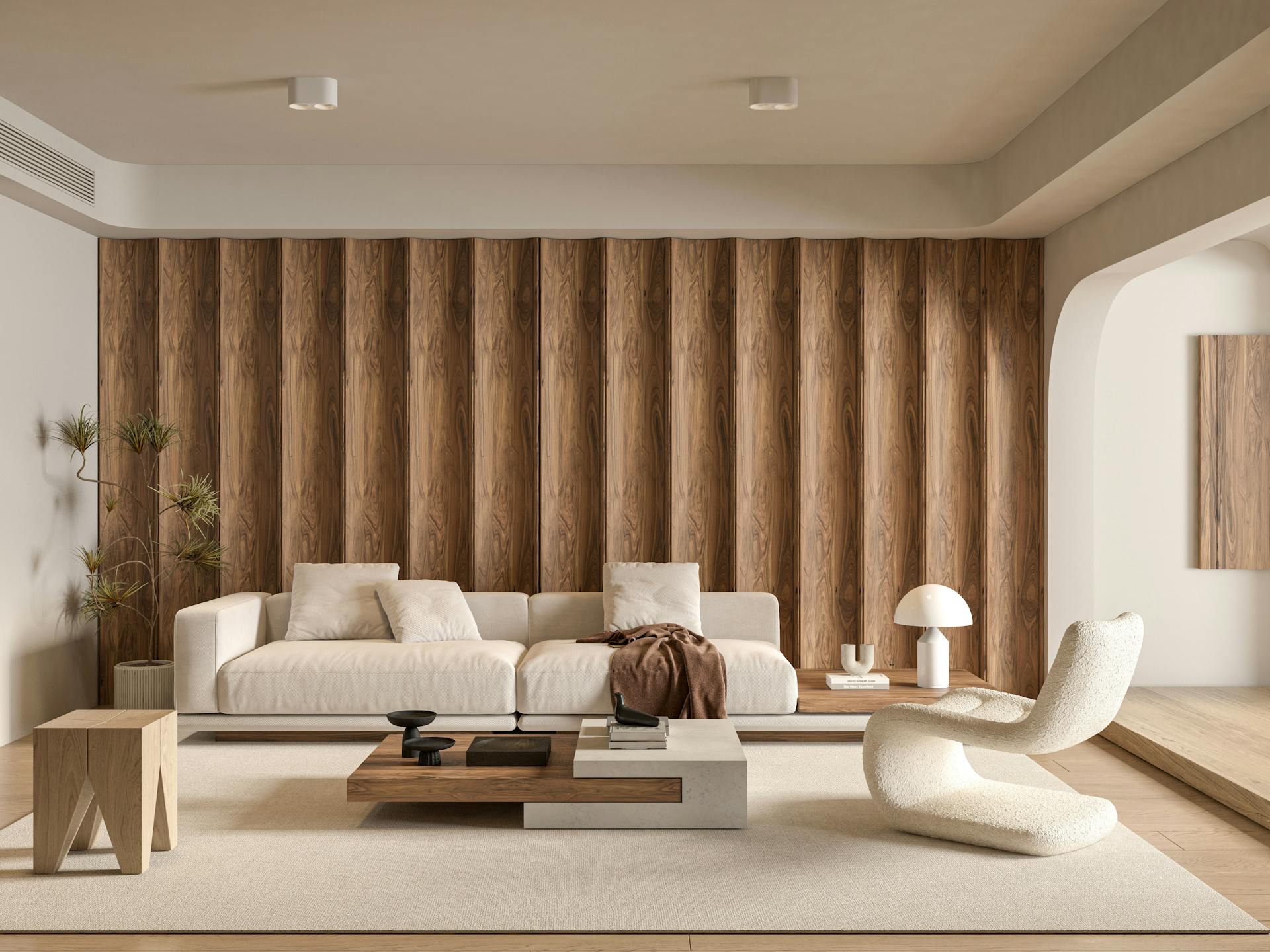 Salon minimalista cálido